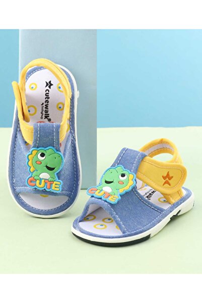 Cute Walk by Babyhug صندل بشريط فيلكرو وتطريز ديناصور - أزرق ملكي