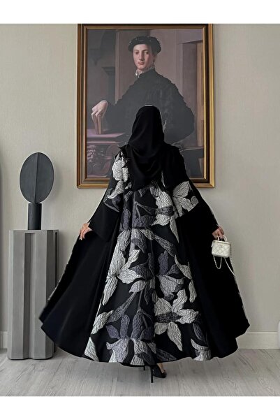 OLGA-ABAYA عباية أنيقة عصرية من آولجا القماش كريب لمياء كوري مع جاكار وقصة العباية ربع كلوش شامل الطرحة