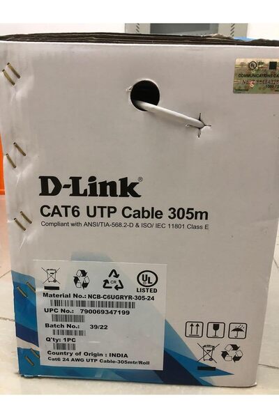 D-Link CAT-6 UTP Cable Roll 305 meter - Networking Cable, black