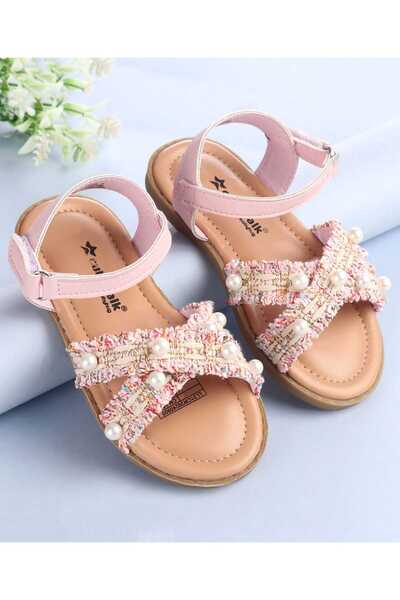 Cute Walk by Babyhug Velcro Closure Sandals with Pearl Detailing - Pink