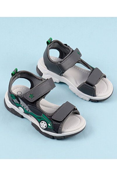 Cute Walk by Babyhug Sandals with Velcro Closure & 3D Applique - Grey