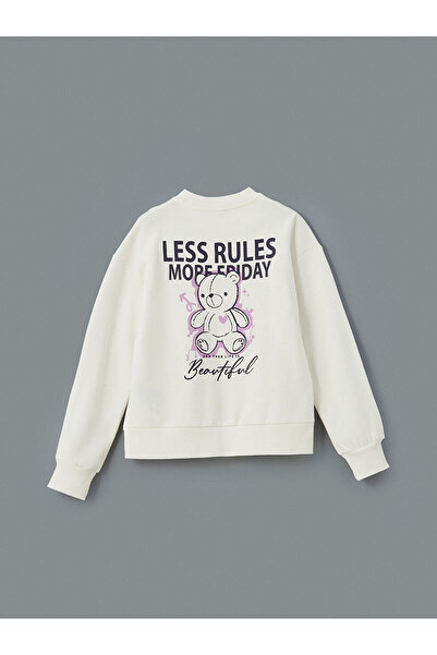 LC Waikiki LCW Kids Ecru Crew λαιμόκοψη για κορίτσια Παιδική φόρμα χοντρή