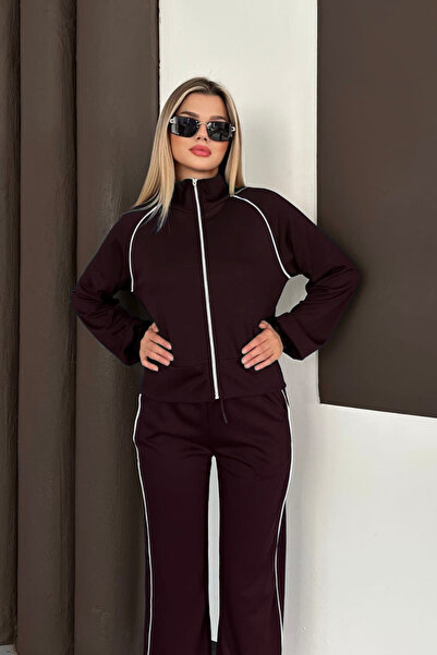 moda poni Women's Modal Fabric Thin Stripe Bottom Top Set