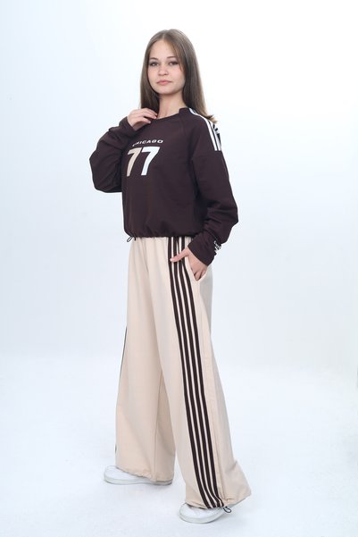 Joui Co Kız Çocuk %100 Pamuklu Oversize Eşofman Takımı-EŞT-4035-372