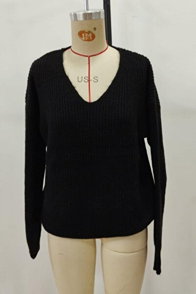 Mossta V-Neck Knitwear Blouse - Black