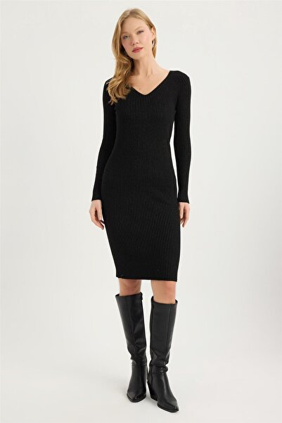 HomeStore Triko Simli V Yaka Elbise