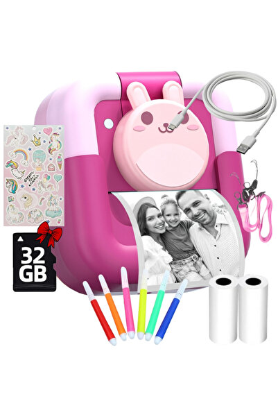 SMARTIC Instant printing photocopier, UltraHD 2.5K, 48MP, 2.4", SD 32GB+2 rolls, selfie+3 games+MP3