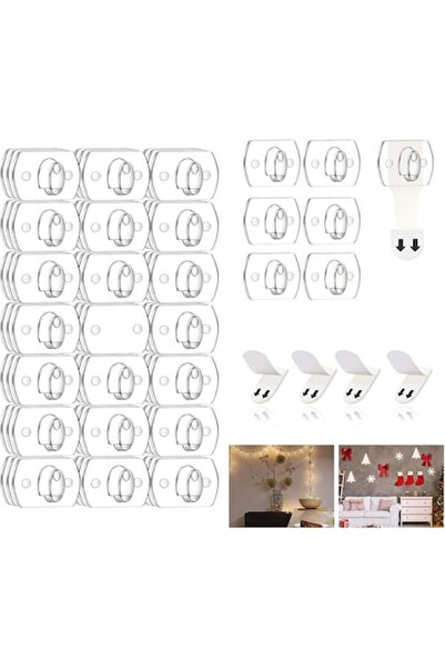 FONIX Cârlige adezive ClearGrip pentru lumini și decorațiuni, set de 20, tran...