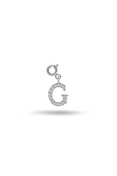 Silveranka 925 Ayar Gümüş Taşlı G Harfi Kolye Ucu Charm (bileklik ve şahmeran...