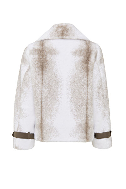 Derimod Anabel Women's White Teddy Leather Coat 25Wgd5952Ff