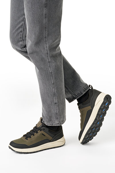 Geox Men's Khaki U Spherica 4X4 B Abx a - Text+ Lace-Up Thick Sole Fabric Sneaker U56Fda0119Jc3009