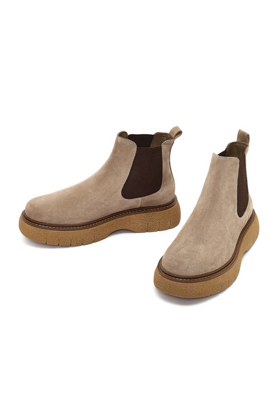 Derimod Men's Mink Thick Soled Suede Leather Chelsea Boots 25Wfd650210