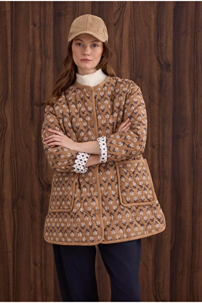 HEQA Patterned Quilted Jacket Amber Pattern