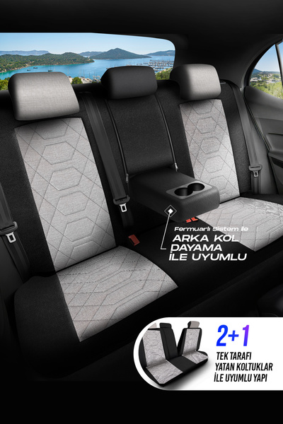 Panda Kılıf Panda Bremen Series Linen Fabric Car Seat Cover - Full Set