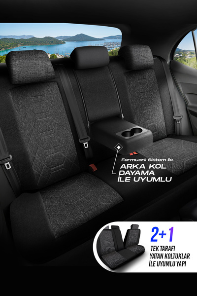 Panda Kılıf Panda Bremen Series Linen Fabric Car Seat Cover - Full Set