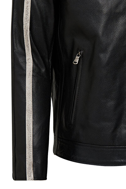 Derimod Middleton Men's Black Slim-Fit Short Leather Jacket 25Wgf6583Cy