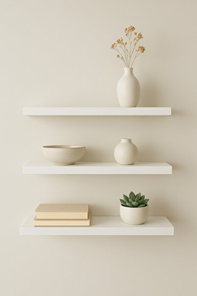 ensamobilyainovasyon Beyaz Uçan raf 3 lü 15cm 40 cm