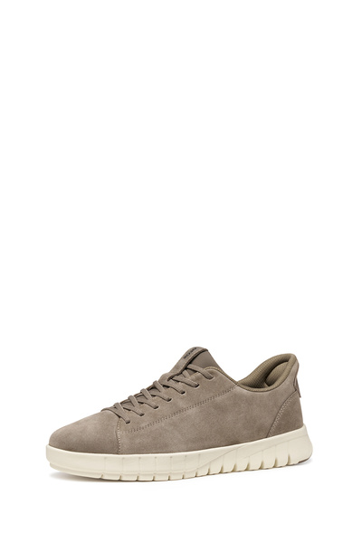 Geox Men's Beige U Flextrıde Plus Lace-Up Suede Leather Sneaker U56Maa00022C1018