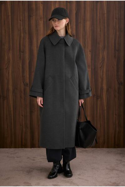 HEQA Palton cu detaliu la guler Antracit