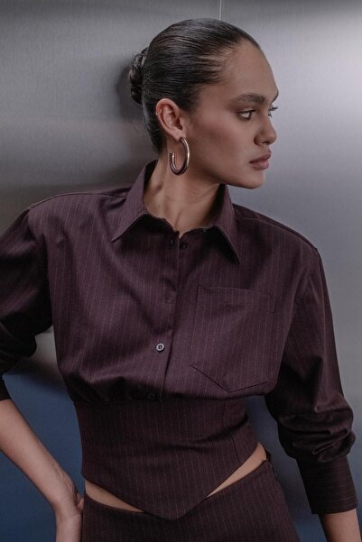 MARKALİSTE Premium waist corset shirt burgundy