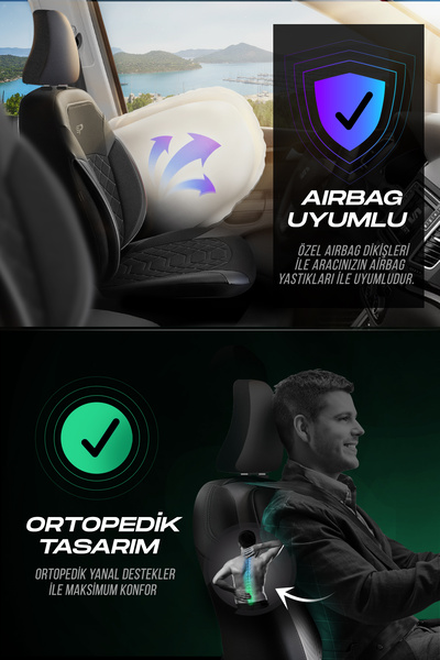 Panda Kılıf Panda Bremen Series Linen Fabric Car Seat Cover - Full Set