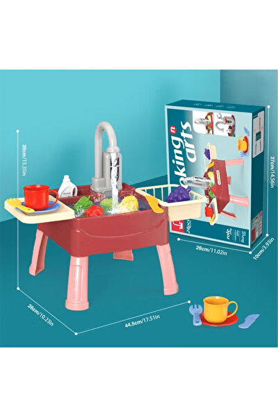 Generic Play Sink with Running Water, Kitchen Sink Toys with Electric Faucet, Play Kitchen Toy Accessories