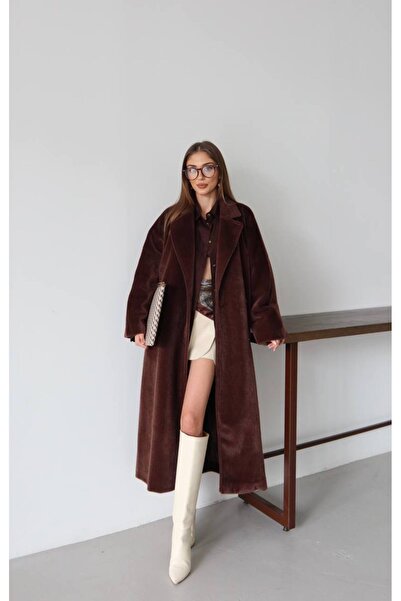 FOXY Freaky Collection Kadın Kaban Uzun Oversize Dokulu