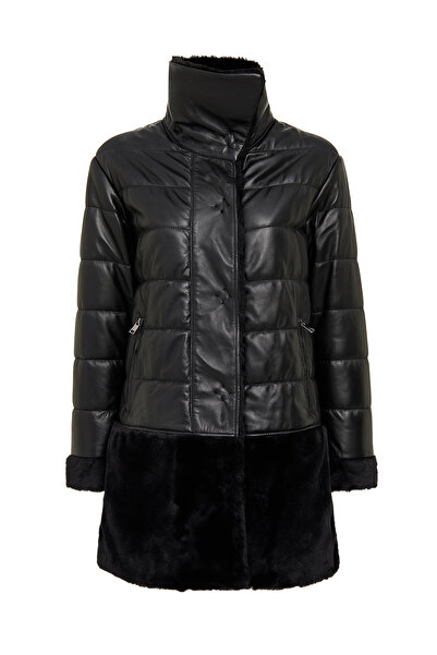 Derimod Avoriaz Women's Black Teddy Leather Coat 24Wgp5295Ff