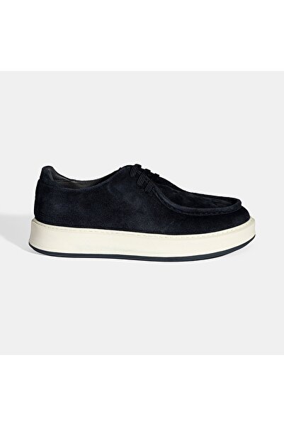 Desa Men's Navy Blue Lace-Up Suede Leather Casual Shoes