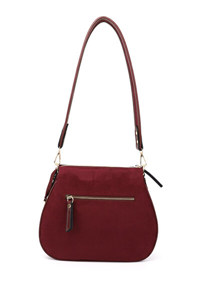 GÖNDERİ(R) Women's Burgundy Suede Long Strap Shoulder Bag