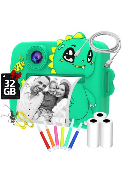 SMARTIC Instant printing photo camera, Full HD 1080p, 48MP, 2.4", SD 32GB+4 rolls, selfie+4 games+MP3