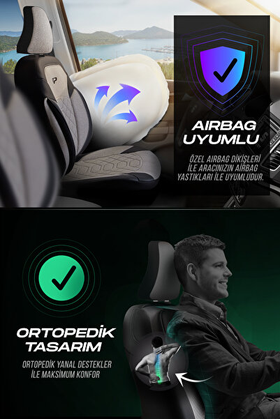 Panda Kılıf Panda Bremen Series Linen Fabric Car Seat Cover - Full Set