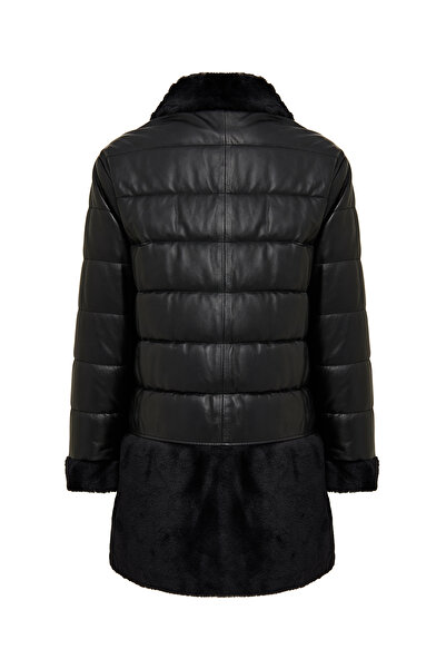 Derimod Avoriaz Women's Black Teddy Leather Coat 24Wgp5295Ff