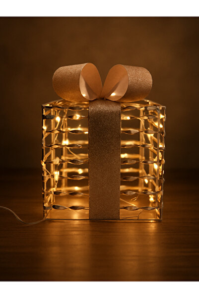 Forever Ledli Dekoratif Hediye Kutusu Yılbaşı Süsü - Gold
