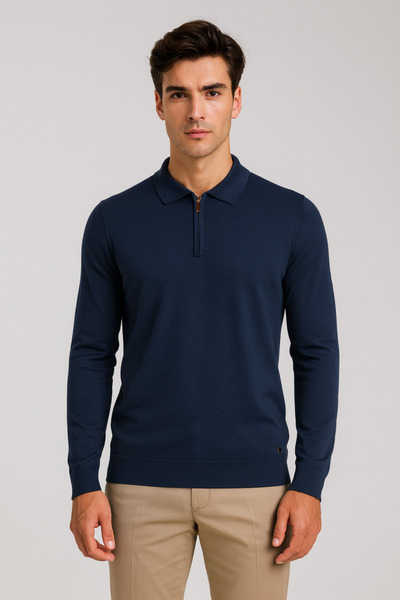 NCS Men's Knitwear Polo Neck Cobalt 3773