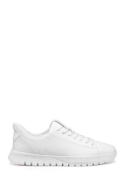 Geox Men's White U Flextrıde Plus Lace-Up Leather Sneaker U56Maa0009Bc1000