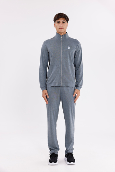 Rowinger Mock Neck Full Zippered Mercerized Textured Comfortable Fit Tracksui...