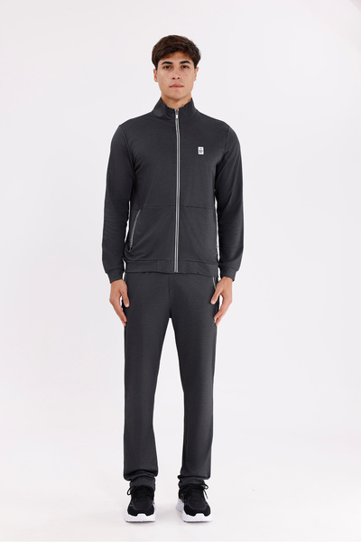 Rowinger Mock Neck Full Zippered Mercerized Textured Comfortable Fit Tracksui...