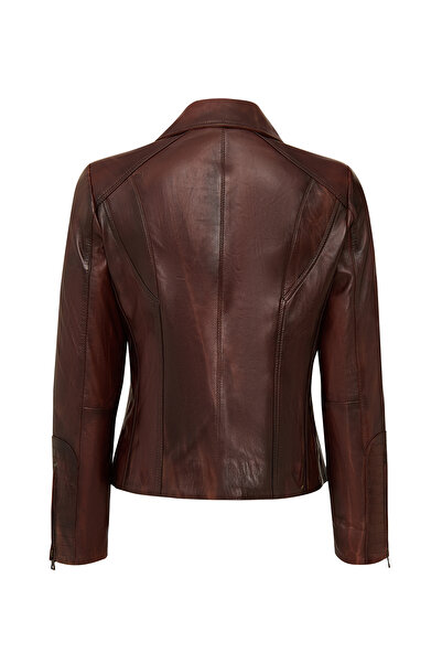 Derimod Janet Women's Brown Short Leather Jacket 25Wge5602Nc