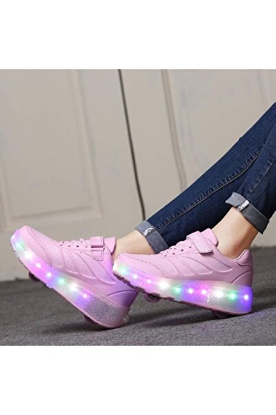Generic Roller Skates Light Up Double Roller Shoes for Kids - Boys Girls Outdoor Luminous Footwear