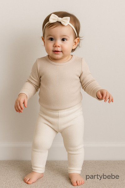 PARTY BEBE Cream Foot Leggings