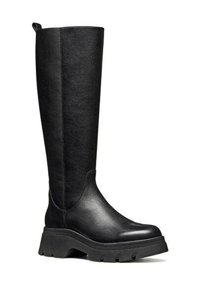 Geox Women's Black D Pluette Zippered Thick Soled Leather Boots D565Me05446C9999