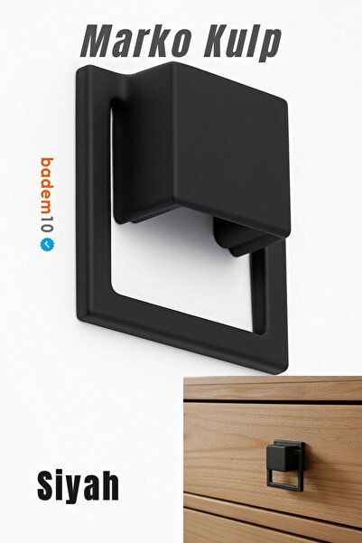 Badem10 Marko Black Metal Flush Style Furniture Handle 32 mm Modern Decorative Cabinet and Drawer Handle Durable