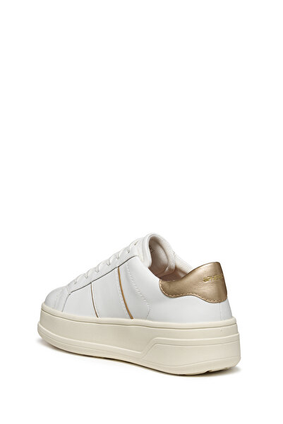 Geox Women's White D Spherıca Ecub-2 B - Nappa+Me Lace-Up Thick Sole Leather Sneaker D56Wvb085Y2C1327