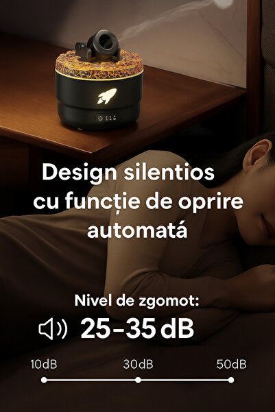 AUXITO Volcanic Flame Humidifier and Aromatherapy Diffuser with RGB LED Light, 360° Steam Jet