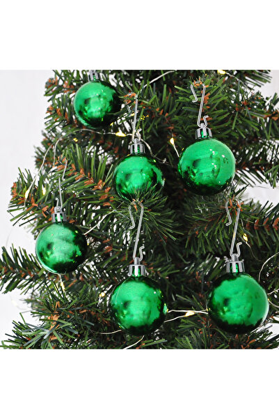 BEST PARTİ Σετ 6 μπάλες διακόσμησης χριστουγεννιάτικου δέντρου πράσινες 4 εκ.
