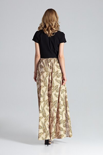 Figl Long flared skirt with Slit in leopard print M666 size M