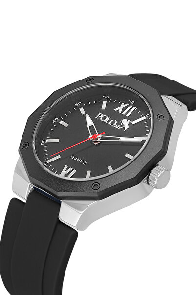 Poloair Metal Kasa Silikon Kordon Erkek Kol Saati Siyah Gümüş Renk PL-7048E1x