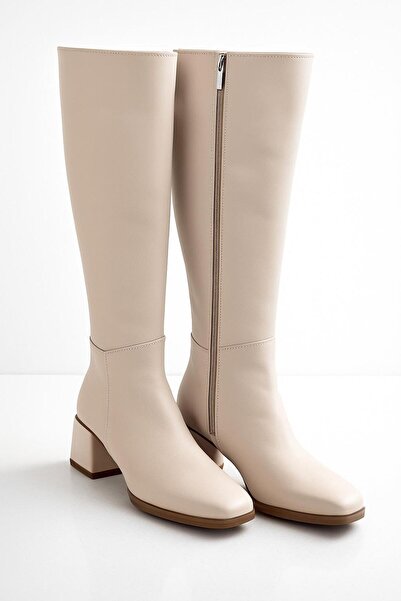 MODAONN أحذية طويلة نسائية ذات كعب مميز وسحاب جانبي