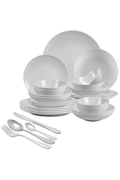 Cesiro 48-piece dinnerware set for 6 people, Snow, Matte White